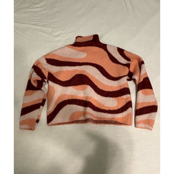 NWT Zara Bloggers Favorite Pink Burgundy Jacquard Wave Mock Neck Sweater… - Picture 4 of 6